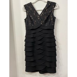 Jessica Howard Lace Ruffles Black Party Cocktail Evening Formal Dress Size 6